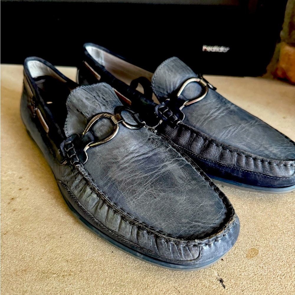 Bacco Bucci Black Horsebit Leather Loafers - Size 9